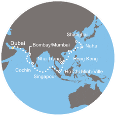 Itinéraire Dubai - Shanghai / Costa Fortuna
