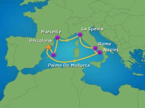 Itinéraire réalisé par l'Allure of the Seas en Méditerranée